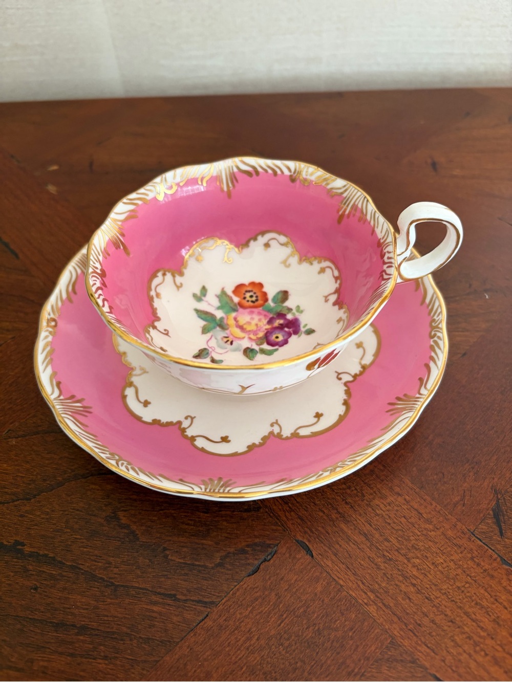 Vintage Radfords Fenton China Tea Cup & Saucer Pink Floral England 5499/2Vintage